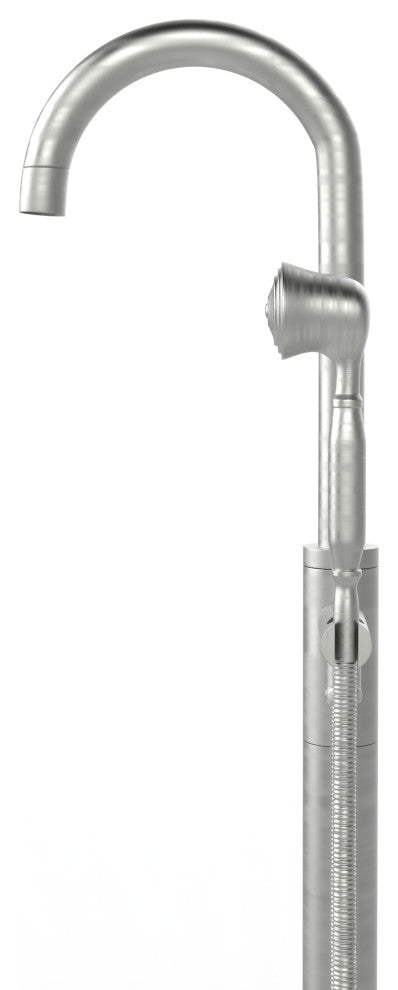 CastelloUSA Neptune Freestanding Tub Filler Faucet, Brushed Nickel, Float Handle