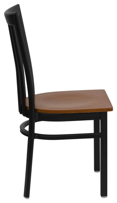 Dyersburg Metal Chair Black School House Back, Cherry Wood Seat