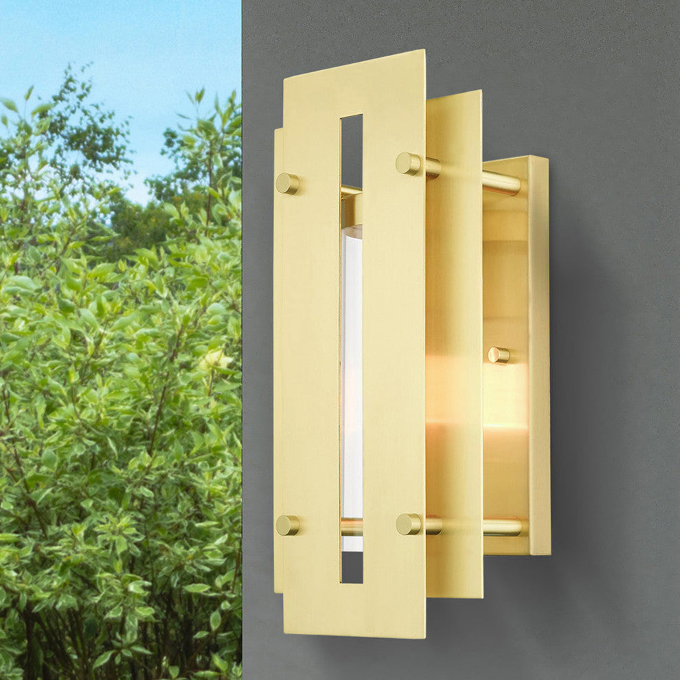 Livex Lighting Utrecht 1 Light Satin Brass Medium Outdoor Wall Lantern