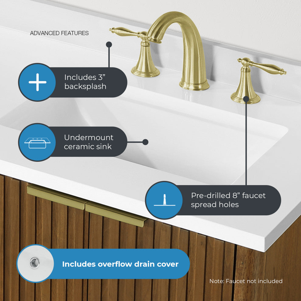 OVE Decors Gabi Single Sink Bathroom Vanity, Warm Walnut, 60", Double Sink