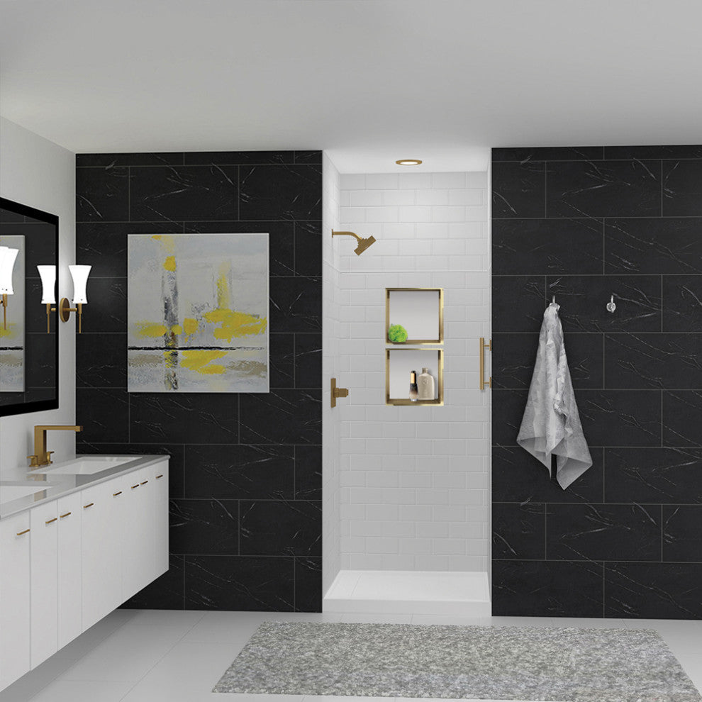 Transolid SaraMar 36"x36"x96" 6-Piece Shower Wall Kit with Extension, White