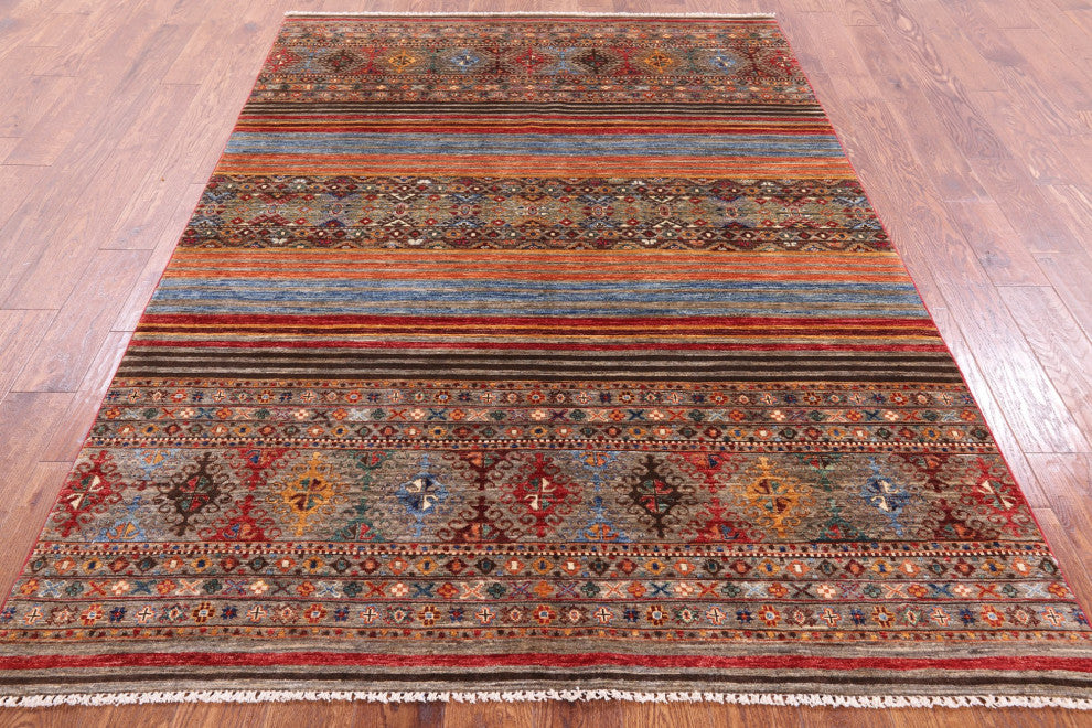 5' 6" X 7' 11" Khorjin Super Kazak Hand-Knotted Rug Q5355