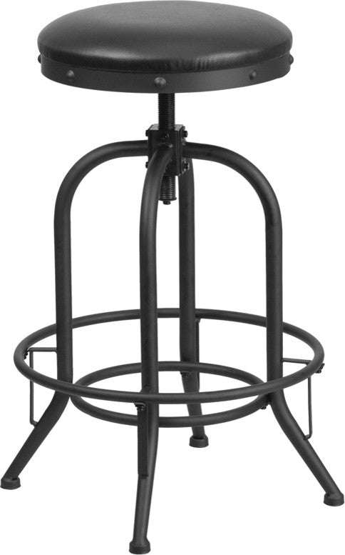 30'' Barstool with Swivel Lift Black Leather Seat