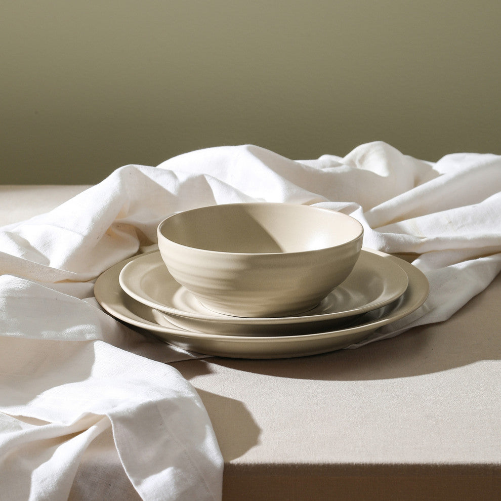 Stone Lain Orbit Stoneware Dinner Plate Set of 4, Beige