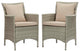 Conduit Outdoor Patio Wicker Rattan Dining Armchair Set of 2 - Light Gray Beige