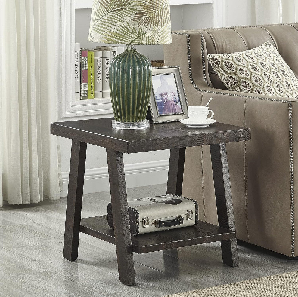 Contemporary 3-Piece Coffee Table Set with Angled Legs and Extra Storage Shelf, Espresso