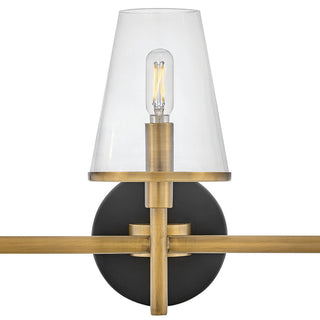 Hinkley Marten 25" Three Light Bath Vanity Fixture, Heritage Brass + Black