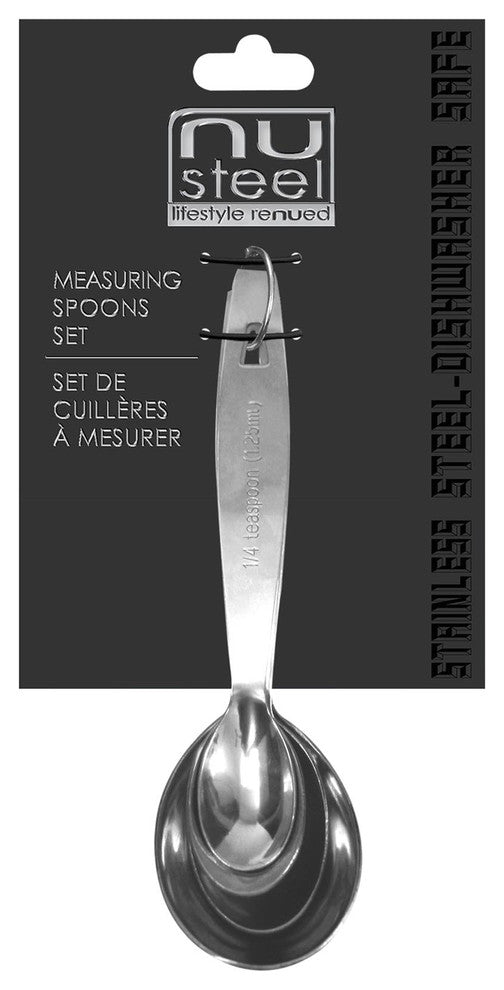nu steel McGann Stainless Steel Measuring Spoons, Set of 4, Stainless Steel