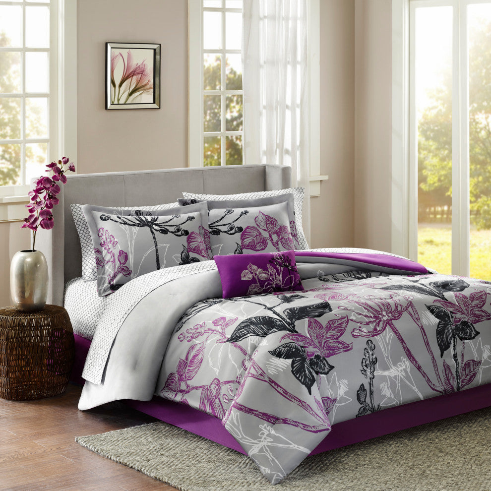Madison Park Microfiber Printed 7-Piece Comforter Set, Queen