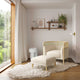 Desiree Velvet Ottoman, Boho Chic Coastal Beachwood Footstool, Cream