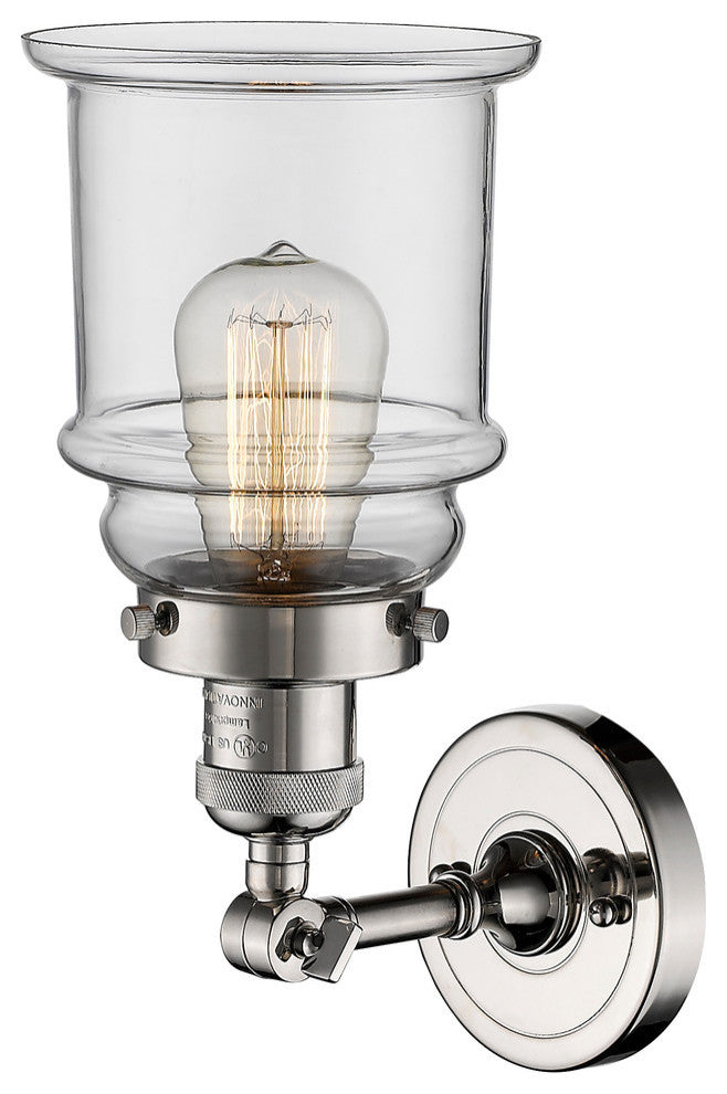Canton 1-Light LED Sconce, Polished Nickel, Glass: Clear