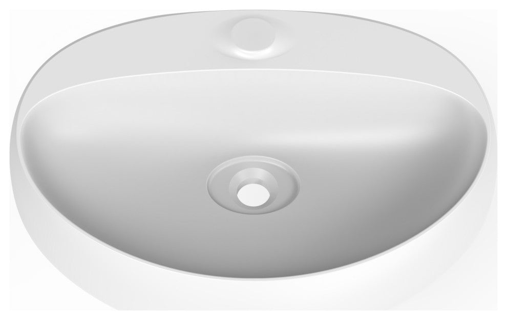 CastelloUSA Rosaria 24" Wall Mounted Porcelain Sink, Matte White, No Faucet Hole