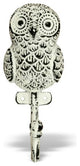 Owl Wall Hook in White Distressed Finish, 6" Height