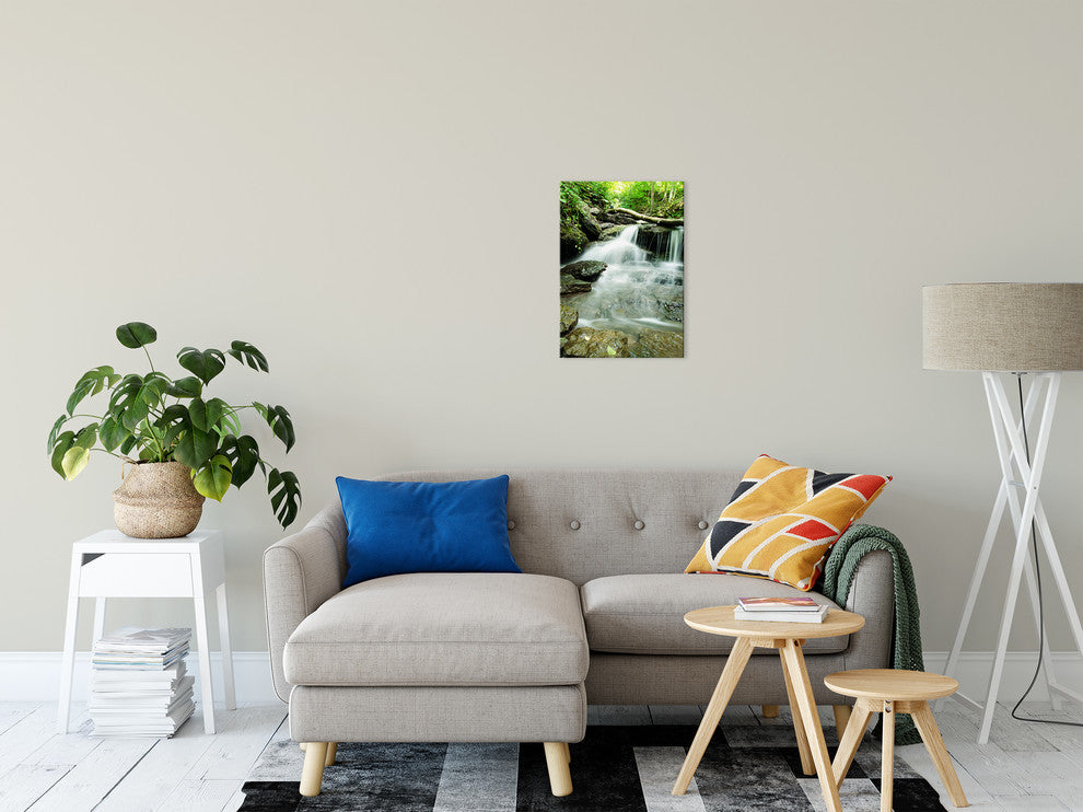 Pixley Falls 2 Rural Waterfall, Landscape Photo Canvas Wall Art Print, 12" X 16"