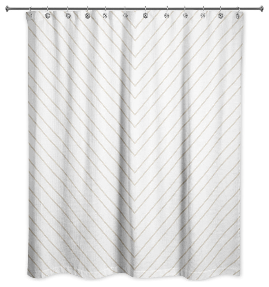 Beige Chevron Stripes 71x74 Shower Curtain