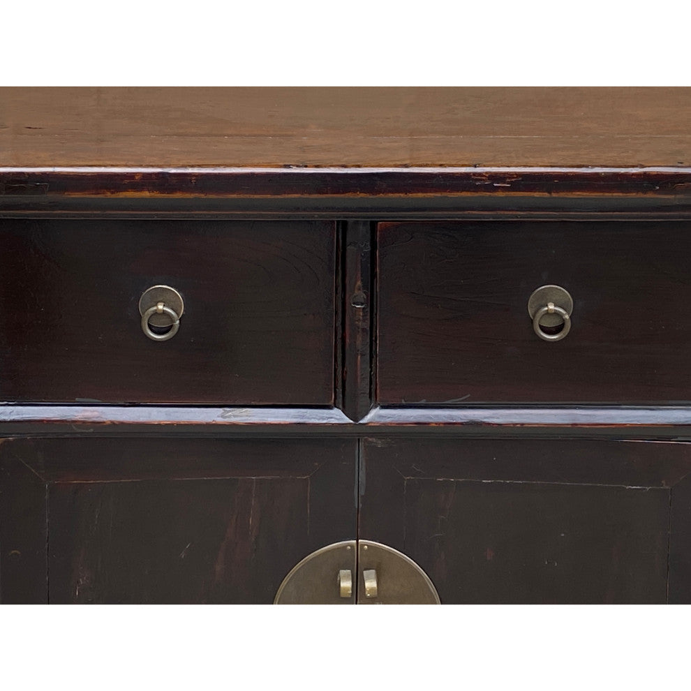 Vintage Chinese Dark Brown Drawers Side Table Credenza Vanity Cabinet Hcs7798