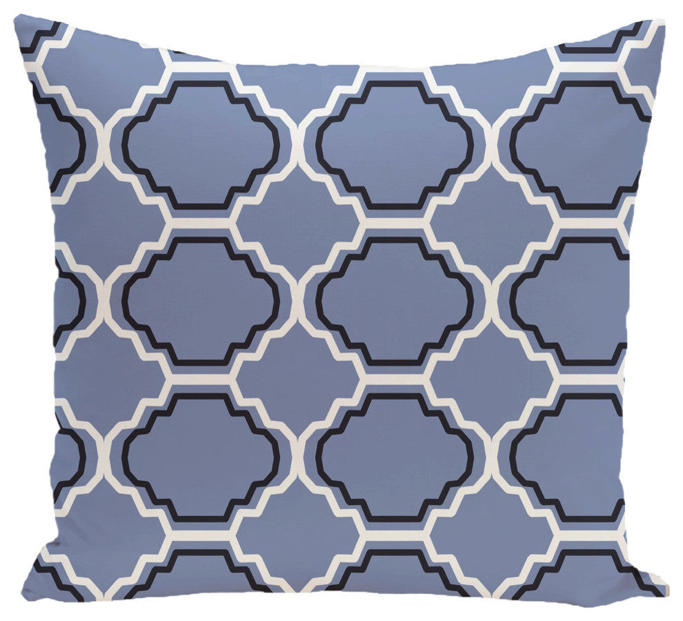 Road To Morocco Geometric Print Pillow, Cornflower, 20"x20"