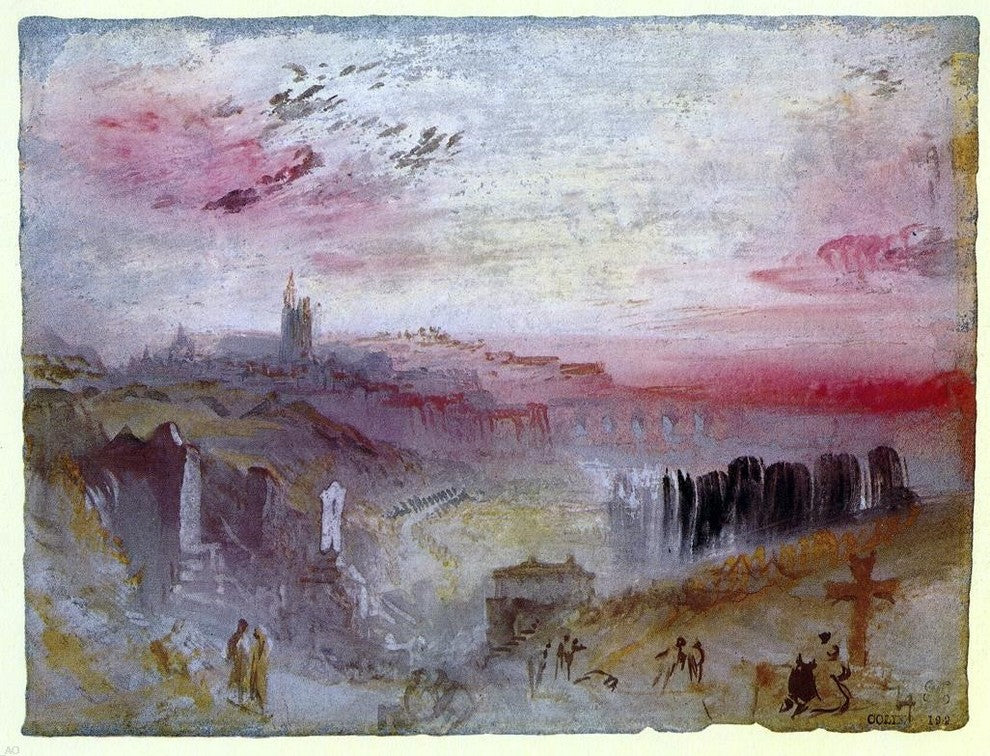 Joseph William Turner View over Town at Suset Wrapped Canvas