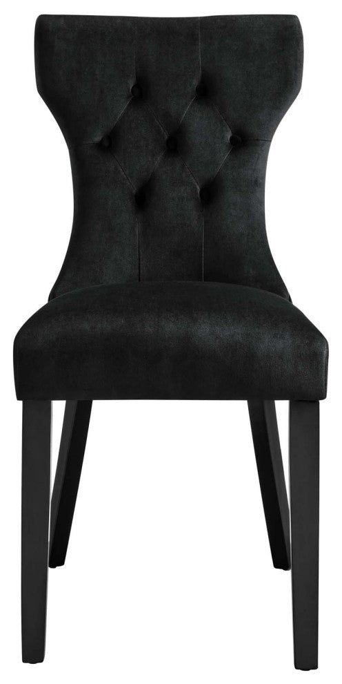 Silhouette Performance Velvet Dining Chairs, Set of 2, Black