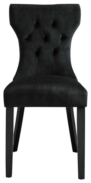Silhouette Performance Velvet Dining Chairs, Set of 2, Black