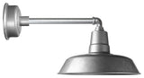 12" Vintage LED Barn Light With Metropolitan Arm, Galvanized Silver