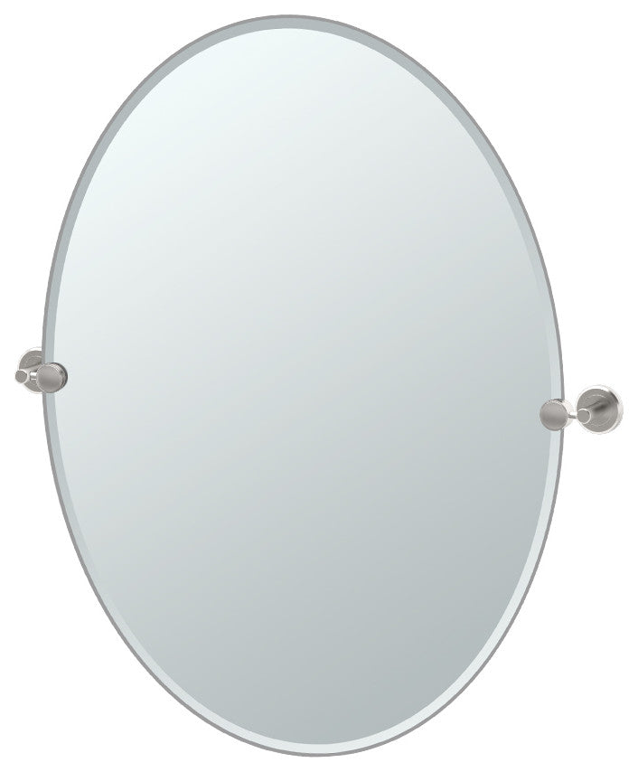 Latitude II 32" Frameless Oval Mirror, Satin Nickel