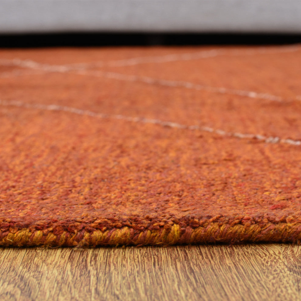 HAND KNOTTED LOOM SILK ECO-FRIENDLY RUGS-9'x12',Rectangle,Orange Beige,Geometric