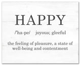 Happy Definition 16x20 Canvas Wall Art