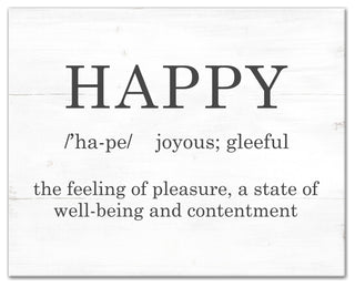Happy Definition 16x20 Canvas Wall Art