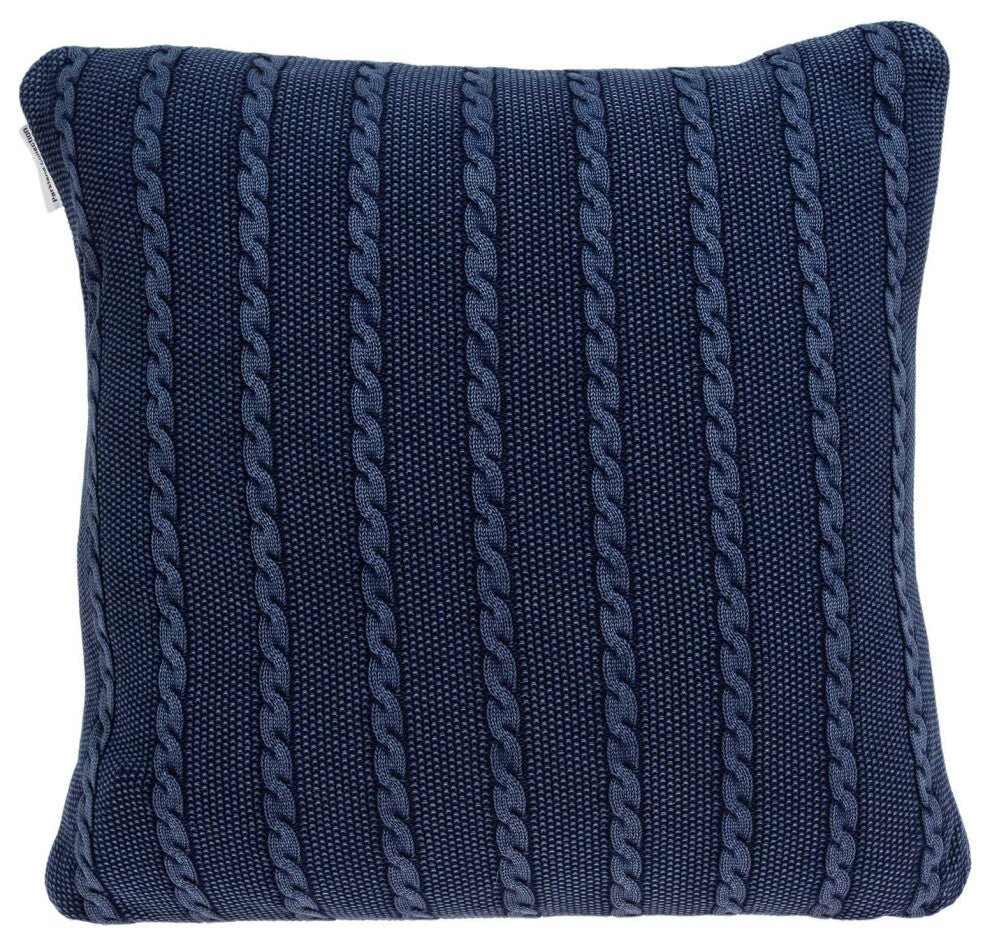 18" X 5" X 18" Transitional Blue Pillow Cover With Down Insert