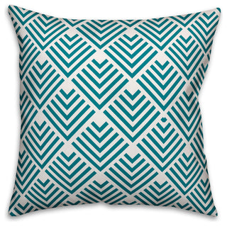 Teal Geometric Arrow Outdoor Throw Pillow, 18x18