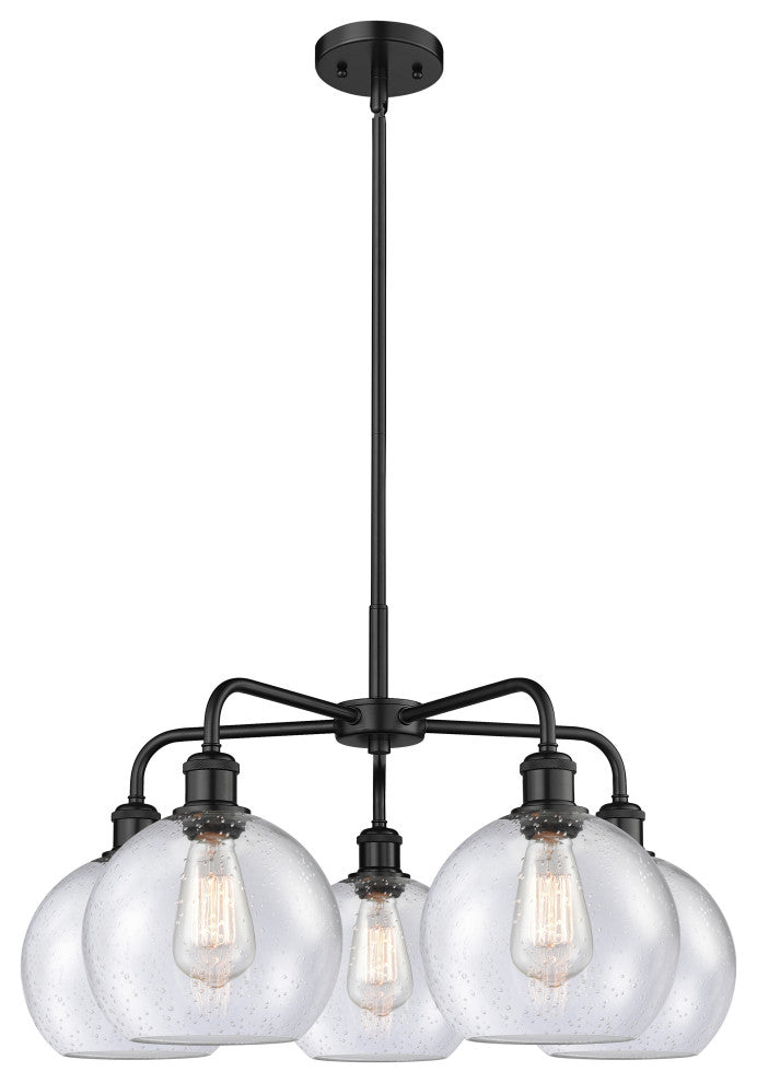 Athens 5-Light 26" Stem Chandelier, Matte Black, Seedy