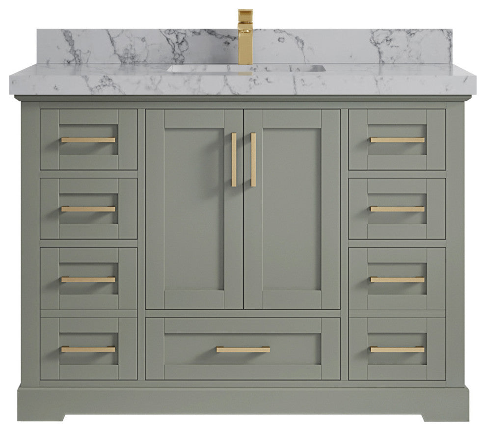 Boston 48 Single Sink Bath Vanity in Evergreen 2" Venatino Quartz