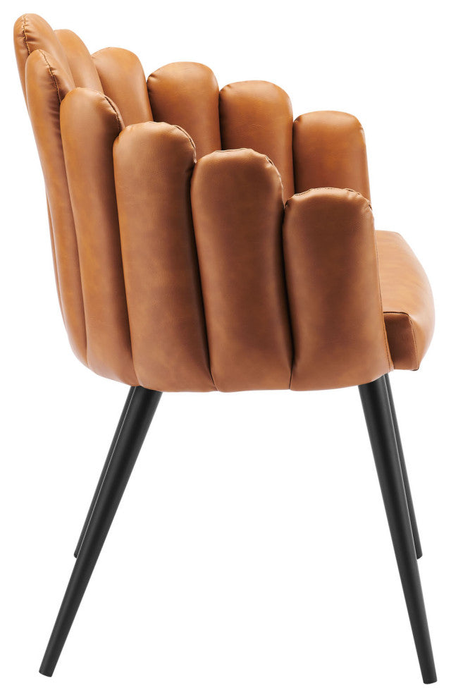 Vanguard Vegan Leather Dining Chair Set of 2 Black Tan -6029