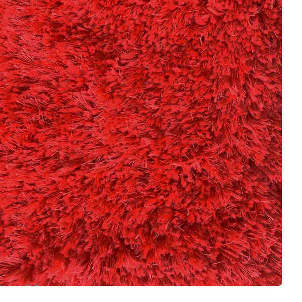 HAND TUFTED SHAG POLYESTER ECO-FRIENDLY AREA RUGS, Red Color, Solid Design