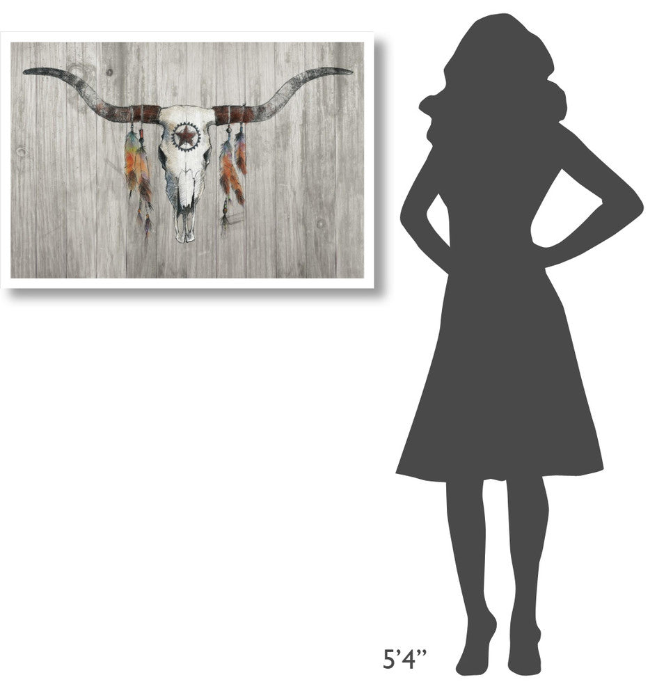 "Longhorn on Wood" Digital Paper Print by Avery Tillmon, 38"x26"