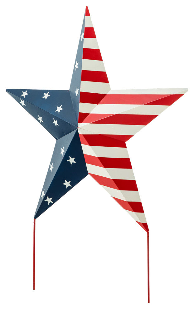 30.75"H Metal Patriotic Star Yard stake or Wall Decor