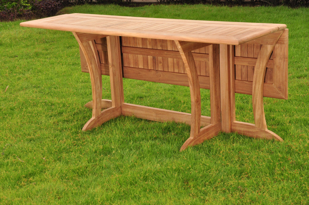 9-Piece Outdoor Patio Teak Dining Set: 69" Folding Table, 8 Devon Armless Chairs