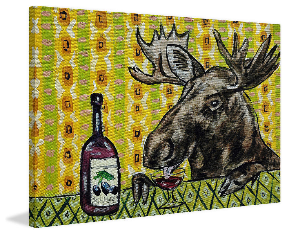 "Moose Wine" Painting Print on Wrapped Canvas, 60"x40"