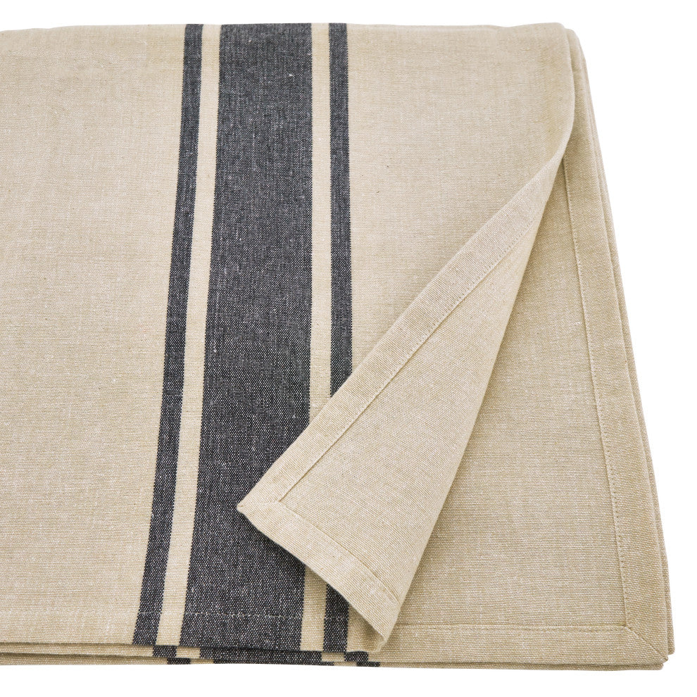 Cotton Tablecloth With Banded Design, 72"x72"