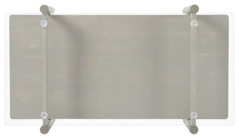 Mumford Acacia Wood Coffee Table With Tempered Glass Top, Brown Mahogany, Gray F