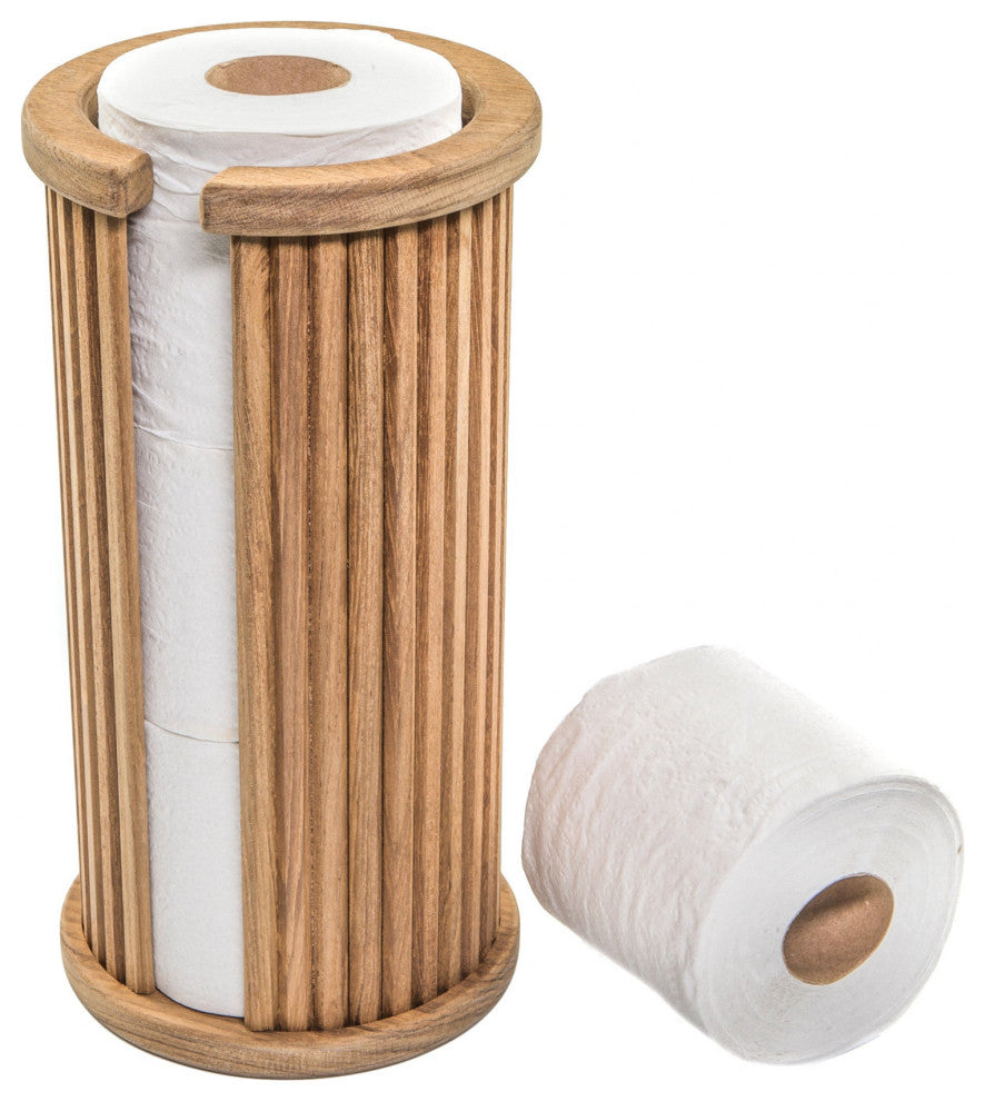 Traditional Solid Teak Toilet Paper Rack
