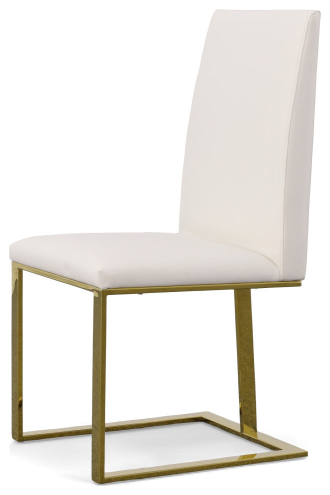 Modrest Frankie Contemporary White and Gold Dining Chair