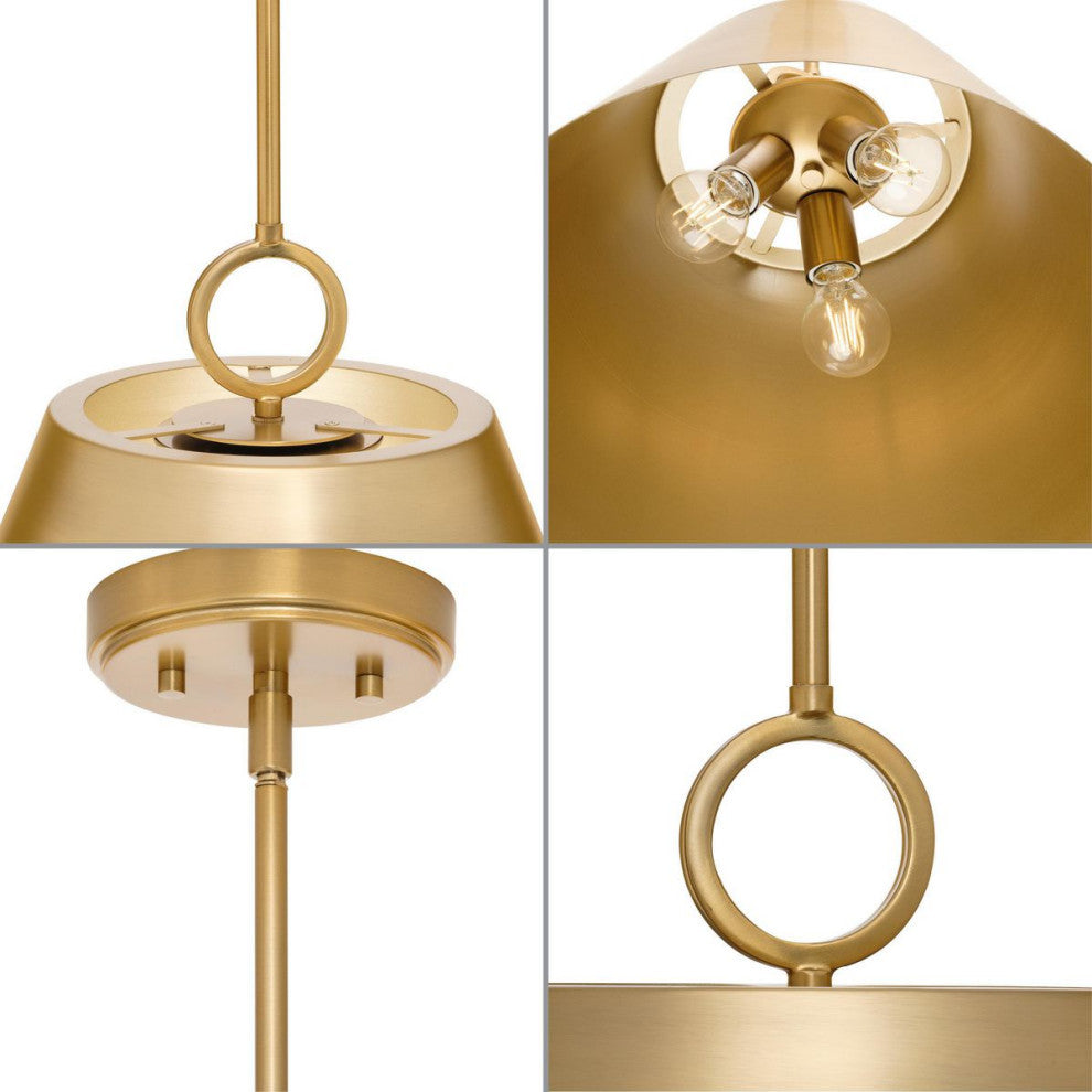 Parkhurst Collection Three-Light Brushed Bronze Metal Pendant Light