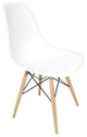 White DSW Midcentury Dining Shell Chairs, Beech Wood Eiffel Legs, Set of 4