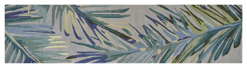 HomeRoots 2' x 10' Runner Wool Grey or Blue Area Rug