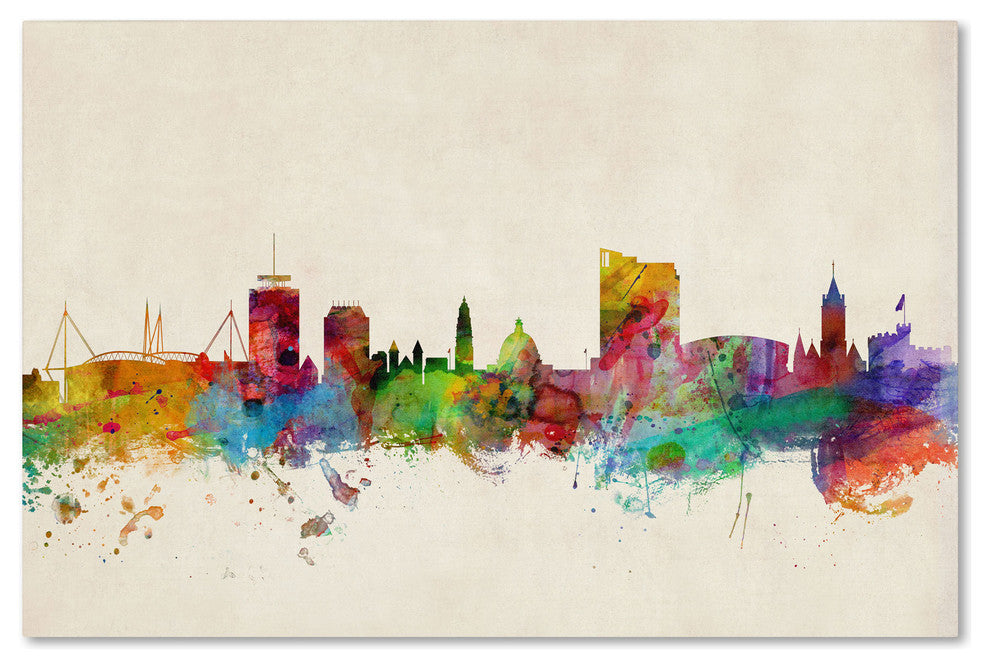 'Cardiff Wales Skyline' Canvas Art by Michael Tompsett