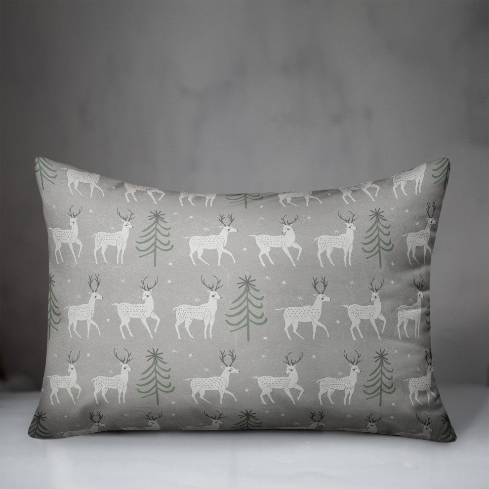 Deer and Tree Pattern 14x20 Spun Poly Pillow
