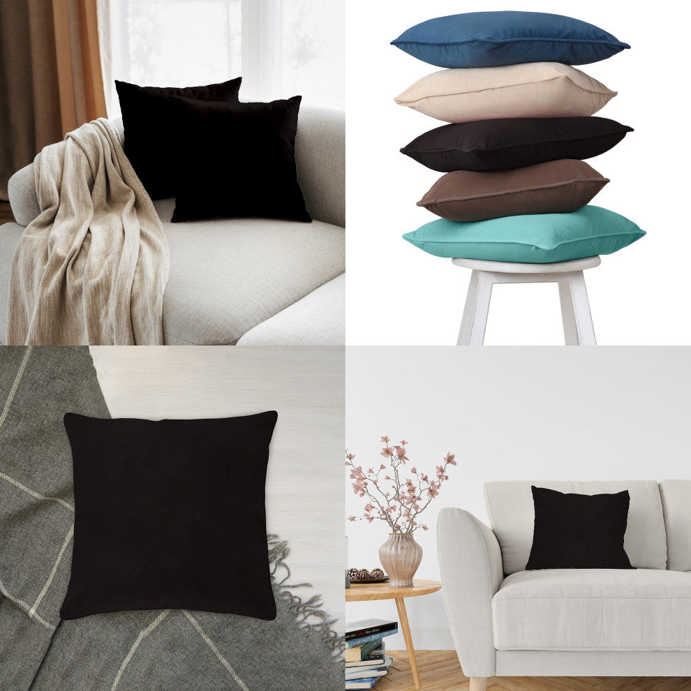 A1HC Soft Velvet Pillow Covers, YKK Zipper, Set of 2, Smoky Black, 20"x20"