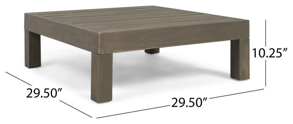 Keith Outdoor Right Arm Loveseat and Coffee Table Set, Dark Gray/Gray